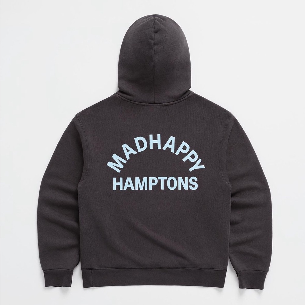 Madhappy Hampton’s sweatshirt hoodie and black grey and blue
